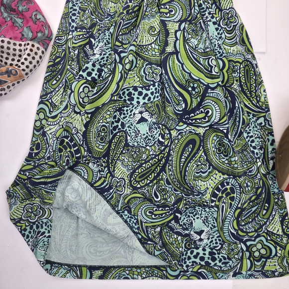 Lilly Pulitzer Green Paisley Silk Dress Sz 2 - Picture 3 of 10